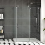 Zitta Infinite Right Wall Left Door Return Shower Door 60 x 42-Inch Matte Black / Chrome