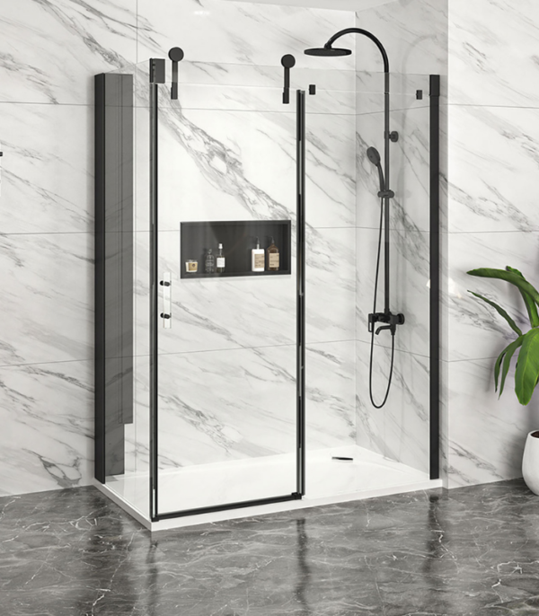 Zitta Infinite Right Wall Left Door Return Shower Door 60 x 42-Inch Matte Black / Chrome - Image 4