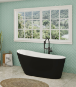 Zitta Issa 2.0 59 x 28 15/16 x 27 3/16-Inch Acrylic Freestanding Bathtub Glossy Matte White Black - Image 2