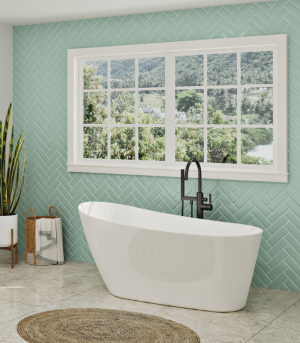 Zitta Issa 2.0 59 x 28 15/16 x 27 3/16-Inch Acrylic Freestanding Bathtub Glossy Matte White Black - Image 4