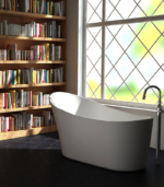 Zitta Kanwa 54 3/8 x 26 3/4 x 30 3/4-Inch Acrylic Freestanding Bathtub Glossy Matte White - Image 3