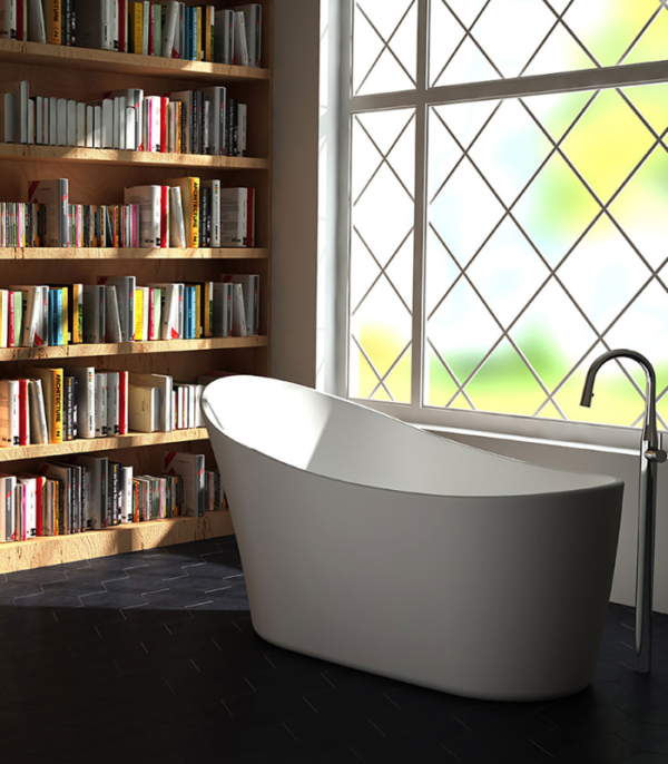 Zitta Kanwa 54 3/8 x 26 3/4 x 30 3/4-Inch Acrylic Freestanding Bathtub Glossy Matte White - Image 3