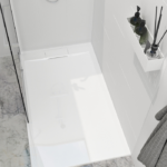 Zitta Liss 48 x 32-Inch Right Drain Alcove Shower Base Glossy White B4832LREG1BUR
