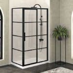 Zitta Mecanex 48 x 32-Inch Left Door Right Wall Matte Black Shower Door