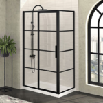 Zitta Mecanex 48 x 32-Inch Right Door Left Wall Matte Black Shower Door