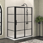 Zitta Mecanex Left Door Right Wall Matte Black Shower Door 60 x 32-Inch