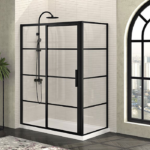 Zitta Mecanex 60 x 32-Inch Right Door Left Wall Matte Black Shower Door