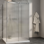 Zitta Minia Left Door Wall Mount Fluted Shower Door 48 x 32-Inch