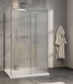 Zitta Minia Left Door Wall Mount Fluted Shower Door 48 x 32-Inch