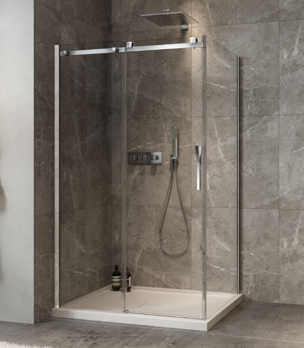 Zitta Minia Left Wall Right Door Return Shower Door 48 x 32-Inch Chrome / Matte Black - Image 2