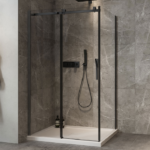 Zitta Minia Left Wall Right Door Return Shower Door 48 x 32-Inch Chrome / Matte Black