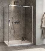 Zitta Minia 54 x 32-Inch Sliding Return Shower Door, Right Wall, Left Door