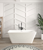 Zitta Nansa 60 x 30 11/16 x 23 5/8-Inch Acrylic Rectangular Freestanding Bathtub Glossy Matte White - Image 3