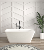 Zitta Nansa 60 x 30 11/16 x 23 5/8-Inch Acrylic Rectangular Freestanding Bathtub Glossy Matte White