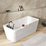 Zitta Niza 59 7/8 x 31 11/16 x 23 1/16-Inch Acrylic Freestanding Bathtub Glossy Matte White