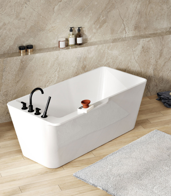 Zitta Niza 59 7/8 x 31 11/16 x 23 1/16-Inch Acrylic Freestanding Bathtub Glossy Matte White - Image 3