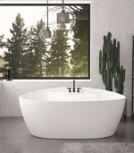 Zitta Pura 59 7/8 x 32 5/8 x 24 5/8-Inch Acrylic Freestanding Bathtub Glossy Matte White