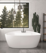 Zitta Pura 59 7/8 x 32 5/8 x 24 5/8-Inch Acrylic Freestanding Bathtub Glossy Matte White - Image 3