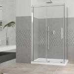 Zitta Quadro 48 x 32-Inch Rolling Corner Shower Door, Right Wall, Left Door, Chrome