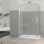Zitta Quadro 48 x 36-Inch Rolling Corner Shower Door, Right Wall, Left Door, Chrome