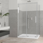 Zitta Quadro 48 x 42-Inch Rolling Corner Shower Door, Right Wall, Left Door, Chrome