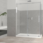 Zitta Quadro 60 x 32-Inch Rolling Corner Shower Door, Right Wall, Left Door, Chrome