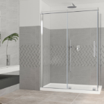 Zitta Quadro 60 x 36-Inch Rolling Corner Shower Door, Right Wall, Left Door, Chrome