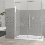 Zitta Quadro 60 x 42-Inch Rolling Corner Shower Door, Right Wall, Left Door, Chrome