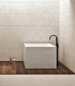 Zitta Samos 39 3/8 x 39 3/8 x 28 11/16-Inch Acrylic Square Freestanding Bathtub Glossy Matte White