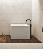 Zitta Samos 39 3/8 x 39 3/8 x 28 11/16-Inch Acrylic Square Freestanding Bathtub Glossy Matte White - Image 3