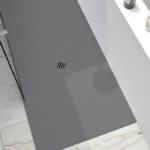 Zitta Slate Rear Wall Shower Base Stone Powder Multiple Finishes 42 x 42-Inch
