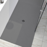 Zitta Slate Right Corner Shower Base Stone Powder Multiple Finishes 48 x 32-Inch