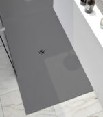 Zitta Slate Rear Wall Shower Base Stone Powder Multiple Finishes 48 x 42-Inch