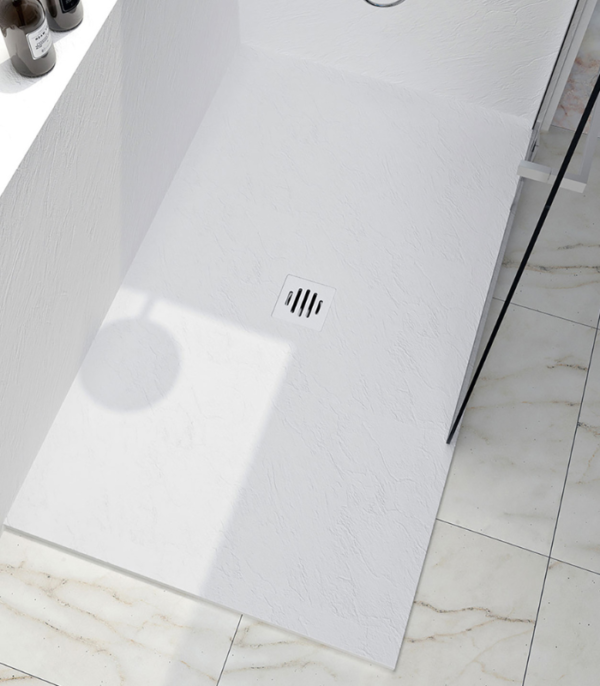 Zitta Slate Right Corner Shower Base Stone Powder Multiple Finishes 60 x 36-Inch - Image 1