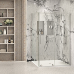 Zitta Slim 48 x 42-Inch Corner Shower Door Wall-Right Door-Left Chrome Clear Glass