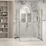 Zitta Slim 60" x 36" Corner Shower Door Chrome Clear Wall-Right Door-Left