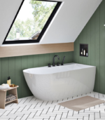 Zitta Stelvio 60 x 32 x 24-Inch Acrylic Freestanding Bathtub Glossy Matte White Right Drain