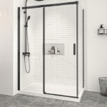 Zitta Vague 54 x 32-Inch Corner Sliding Shower Door Wall-Left Door-Right Chrome Clear Glass