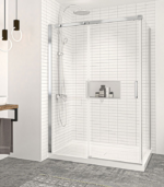 Zitta Vague 54 x 32-Inch Corner Sliding Shower Door Wall-Left Door-Right Chrome Clear Glass - Image 2