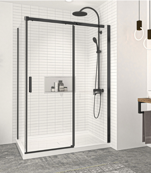 Zitta Vague 54 x 32-Inch Corner Sliding Shower Door Wall-Right Door-Left Chrome Clear Glass - Image 2