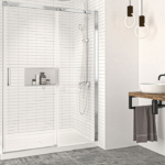 Zitta Vague 54 x 32-Inch Corner Sliding Shower Door Wall-Right Door-Left Chrome Clear Glass