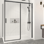 Zitta Vague 60 x 32-Inch Corner Sliding Shower Door Wall-Right Door-Left Chrome Clear Glass