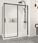 Zitta Vague 60 x 32-Inch Corner Sliding Shower Door Wall-Right Door-Left Chrome Clear Glass