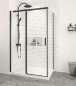 Zitta Vague Corner Sliding Shower Door Wall-Left Door-Right Clear Glass Multiple Finishes - Image 2