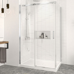 Zitta Vague Corner Sliding Shower Door Wall-Left Door-Right Clear Glass Multiple Finishes