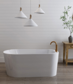 Zitta Vela 59 x 31 3/8 x 23 5/8 Acrylic Freestanding Bathtub Glossy Matte White - Image 3