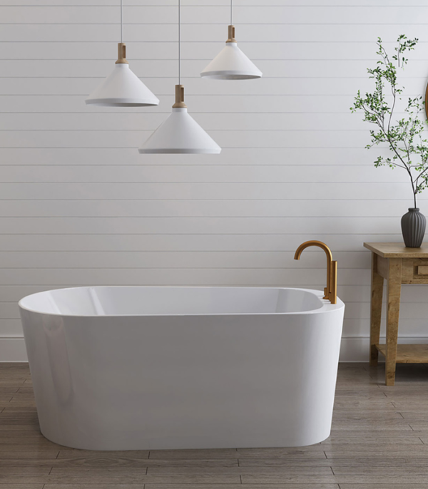 Zitta Vela 59 x 31 3/8 x 23 5/8 Acrylic Freestanding Bathtub Glossy Matte White - Image 3