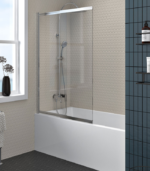 Zitta Verdi 40-Inch Alcove Pivoting Sliding Bathtub Screen Chrome Clear Glass - Image 2