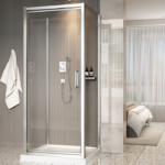 Zitta Xenia 32 x 32-Inch Wall-Mount Square Pivoting Shower Door Chrome Clear Glass