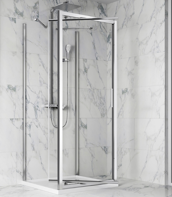 Zitta Xenia 32 x 36-Inch Wall-Mount Square Pivoting Shower Door Chrome Clear Glass - Image 2